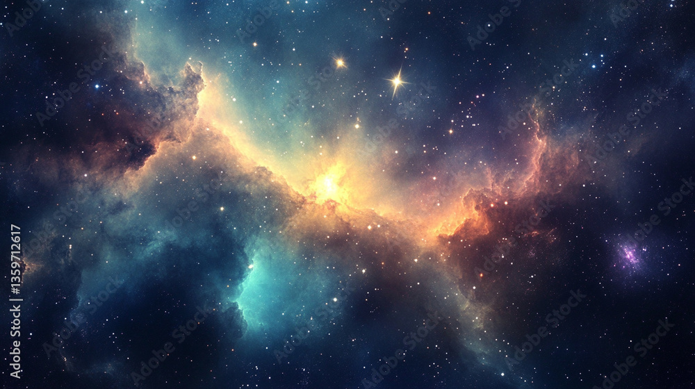 Obraz premium Cosmic Wonder with Northern Lights and Nebula in Space