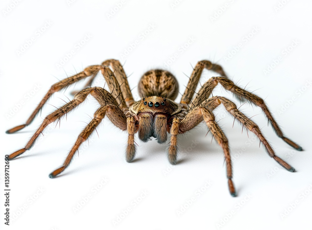 Close-up of a Wolf Spider on White Background Detailed Macro Shot Close-up of a Wolf Spider on White Background Detailed Macro Shot