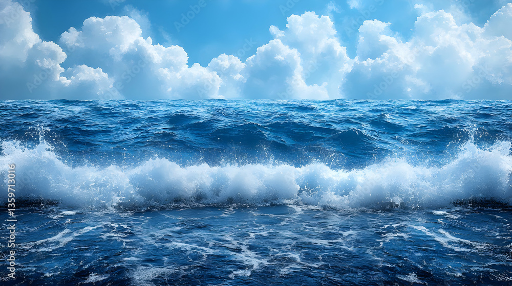 Obraz premium Powerful Ocean Waves Crashing On Shore