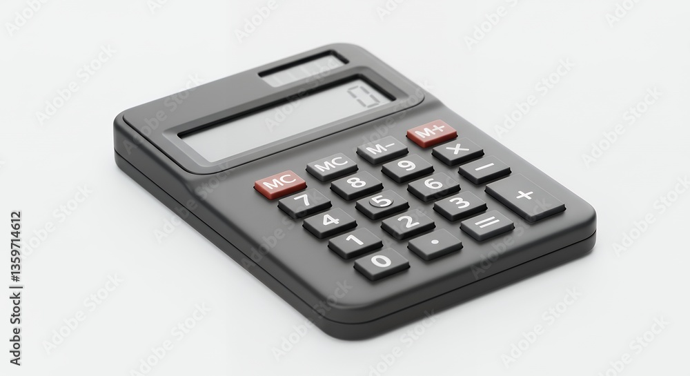 Black Calculator on White Background: A Close-Up View of a Simple Electronic Device for Calculations Black Calculator on White Background: A Close-Up View of a Simple Electronic Device for Calculations