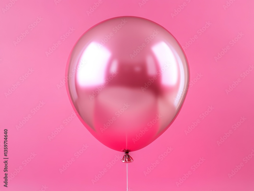 Shiny Pink Balloon Floating Against a Pink Backdrop for Party Decor Shiny Pink Balloon Floating Against a Pink Backdrop for Party Decor
