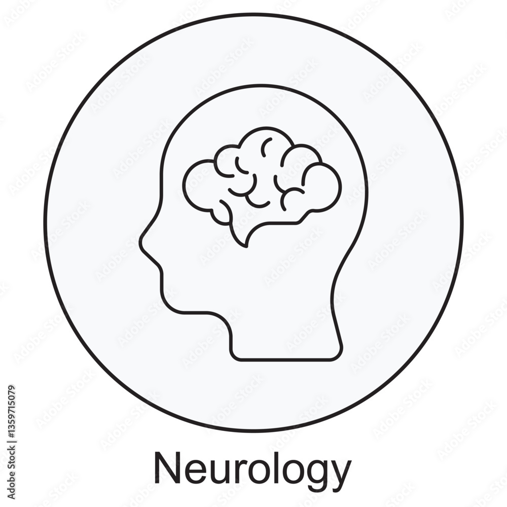 Neurology Icon, Exploring the Wonders of Neurology Understanding the Brain and Nervous System, Neurology Uncovered Advances in Brain Science and Cognitive Health, vector