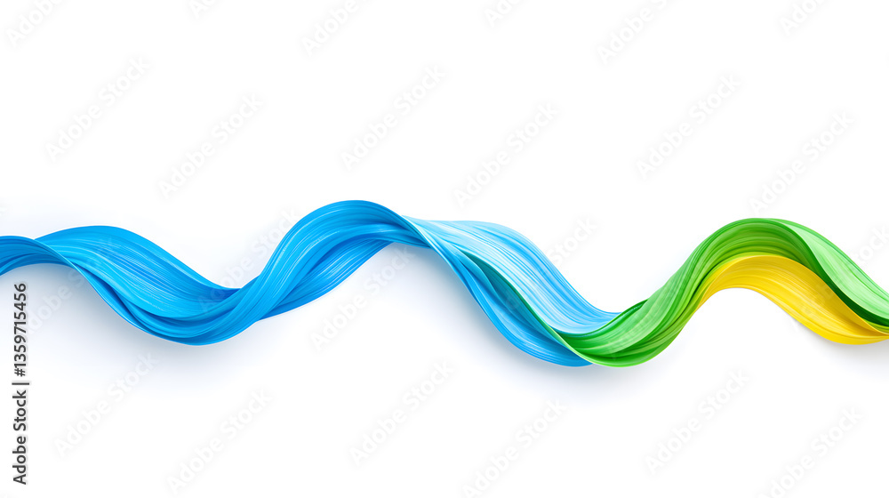 Naklejka premium Colorful gradient abstract ribbon wave on white background 