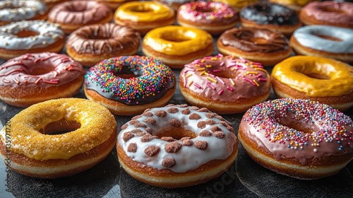 Wallpaper Mural Colorful Selection of Ring Doughnuts in Various Flavors Torontodigital.ca