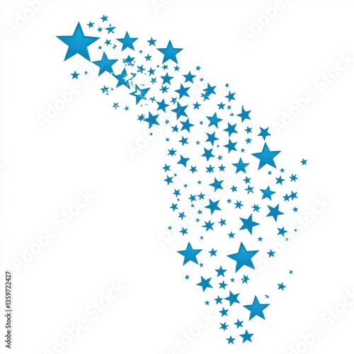 Bright Blue Stars Sparkling Across a White Background for Use in Design and Decoration