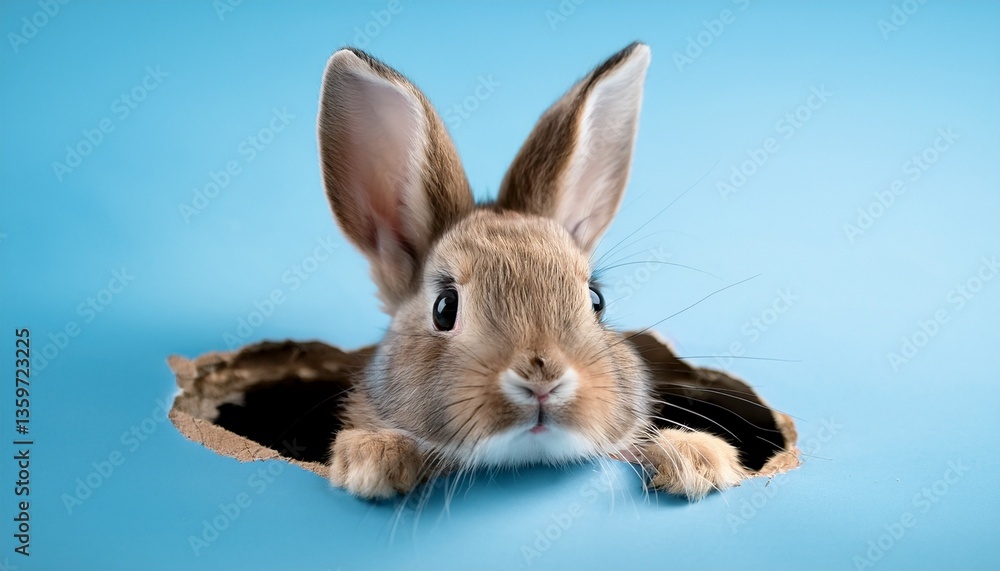 Obraz premium white rabbit on a blue background