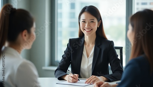 Businesswomen in Meeting Discussing Documents
