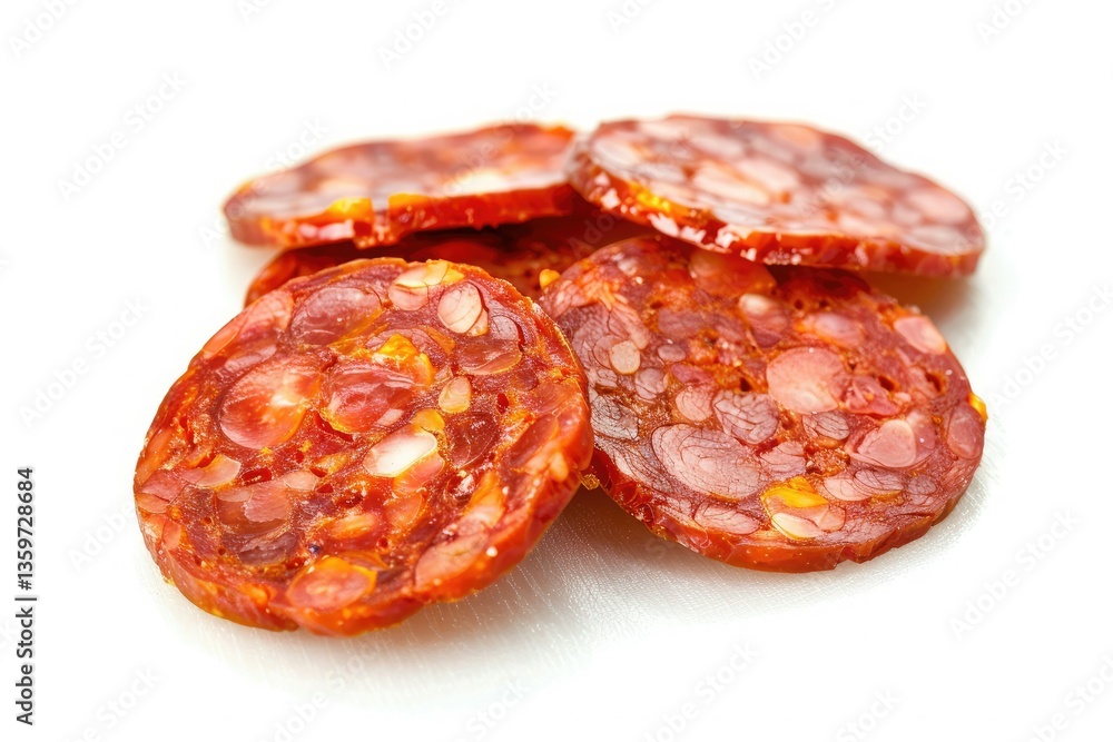 High Definition Picture of Pepperoni Isolated on White Background High Definition Picture of Pepperoni Isolated on White Background