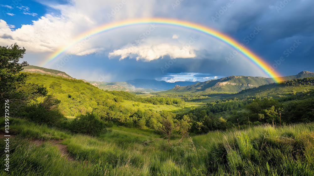 rainbow over green field, rainbow over the meadow, rainbow over the mountains rainbow over green field, rainbow over the meadow, rainbow over the mountains