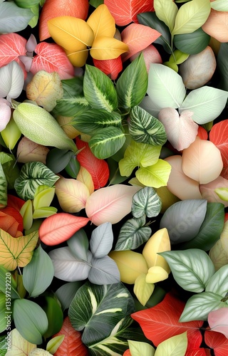 Wallpaper Mural Foliage background with a variety of vibrant plant leaves showing a diverse ecosystem  Torontodigital.ca