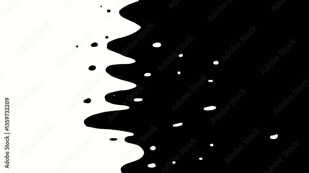 A white inkblot rises and fills the black screen. Video transition with white liquid in 4K with an alpha channel. Stock artistic transition with a viscous substance.