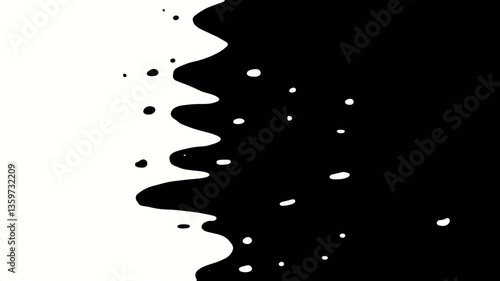 A white inkblot rises and fills the black screen. Video transition with white liquid in 4K with an alpha channel. Stock artistic transition with a viscous substance.