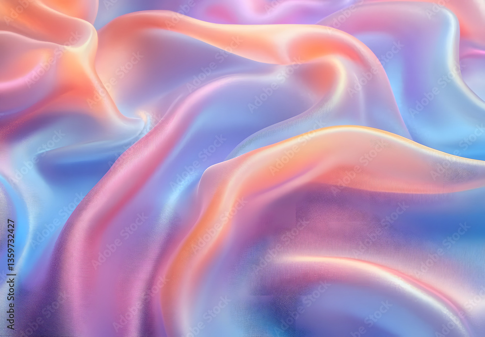 Obraz premium Luxurious silky fabric in soft pastel colors featuring a smooth wavelike texture for highend design projects : Generative AI