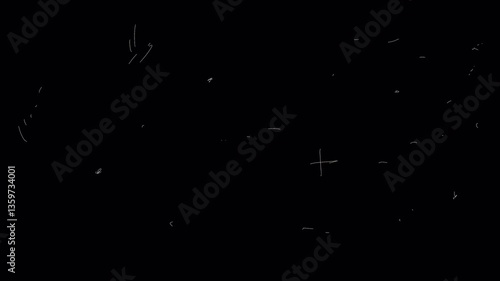 Wallpaper Mural A video with scratches and white scuffs on a black screen. A vintage aging effect for nostalgic storytelling in 4K with an alpha channel. Thin chaotic white noise and surface damage. Torontodigital.ca