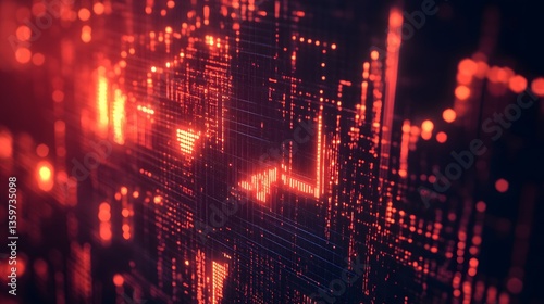 Wallpaper Mural Red glowing lights illuminating intricate data structures and patterns Torontodigital.ca