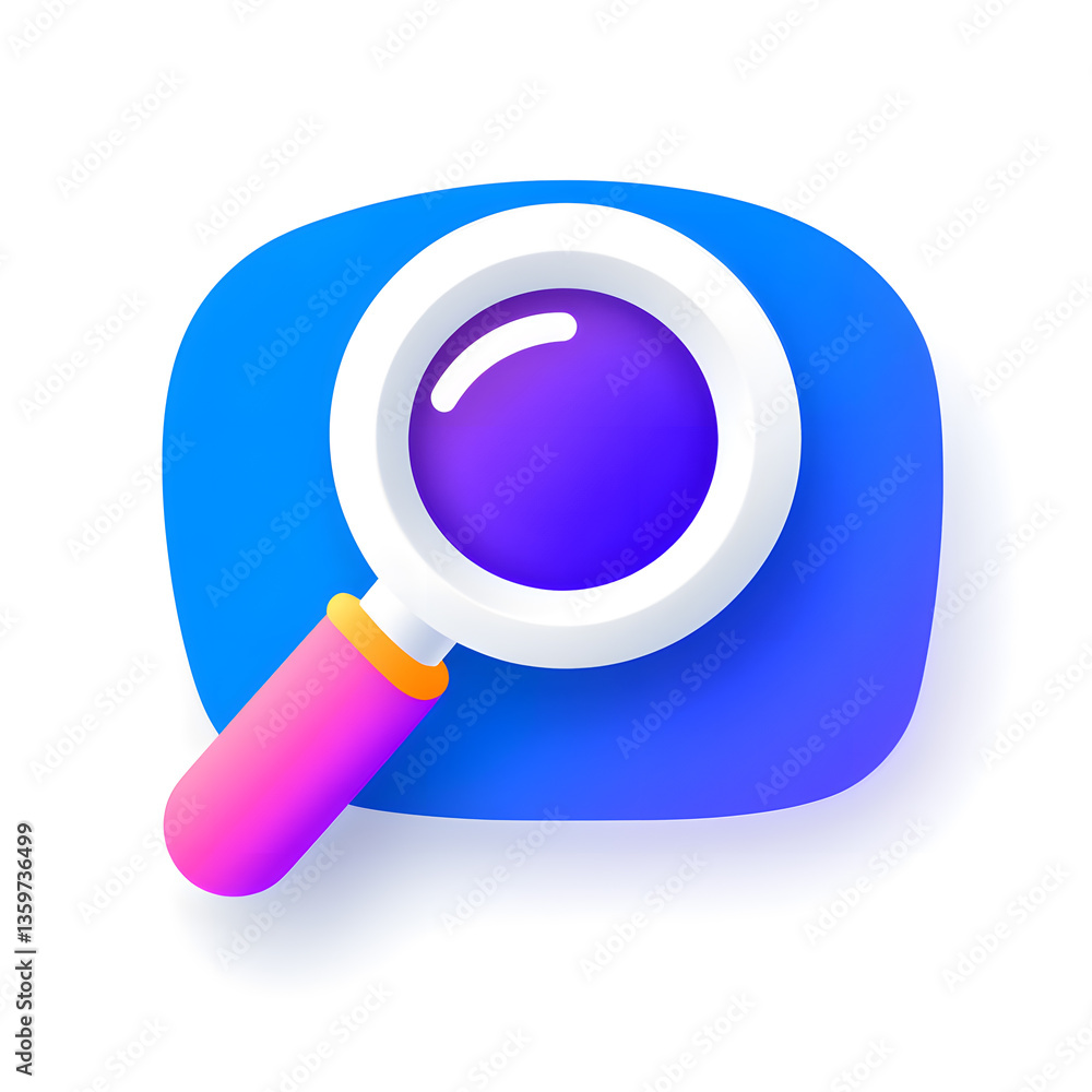 Color UI icon of a magnifying glass isolated on white background Color UI icon of a magnifying glass isolated on white background
