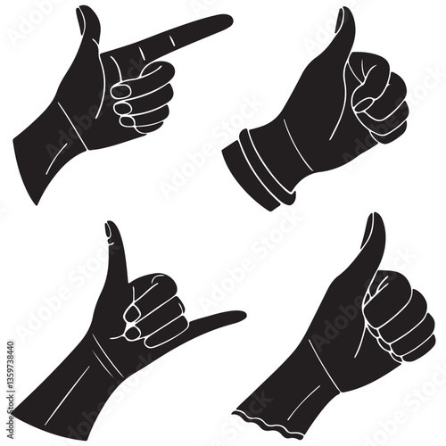 silhouette vector collection set of hand gestures