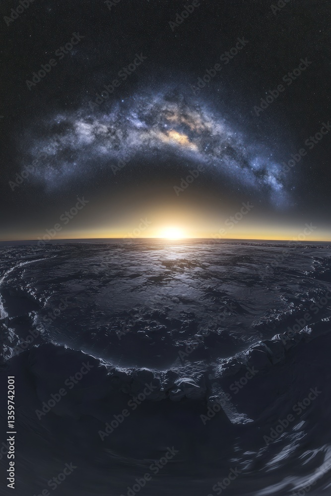 Fototapeta premium Breathtaking cosmic view of the Milky Way above a serene horizon