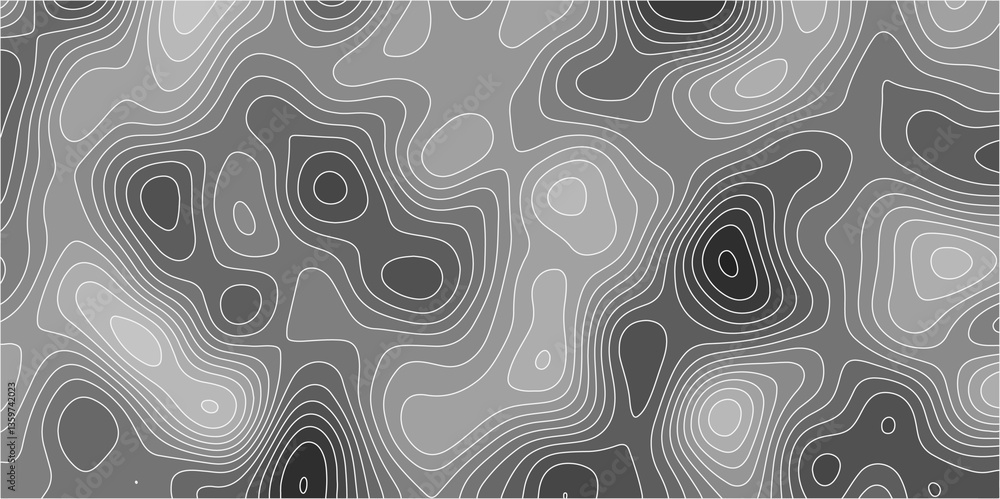 Fototapeta premium Topographic canyon geometric map relief texture with curved layers and shadow. abstract White background with a beautiful pattern, Topographic contour lines vector map seamless pattern vector.