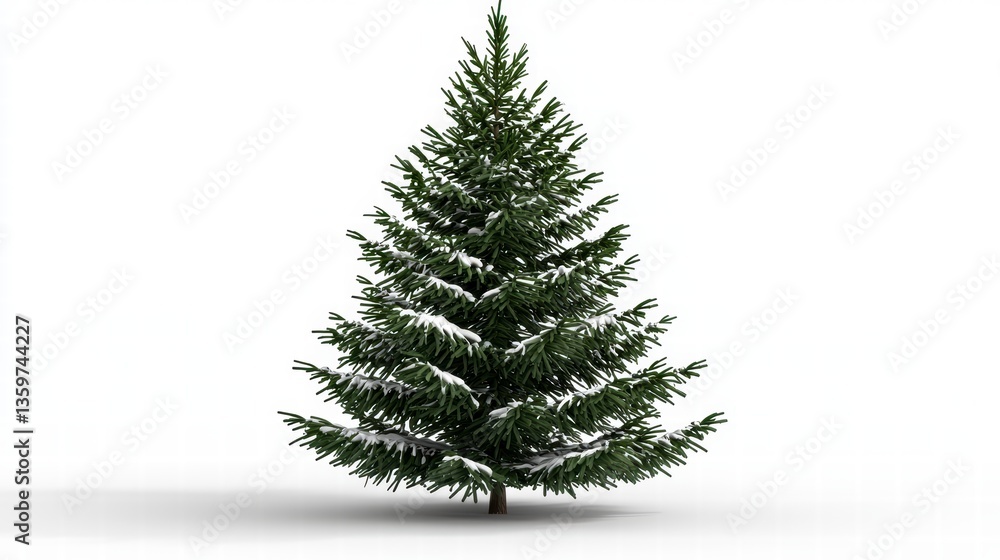 Snow Covered Evergreen Tree on White Background Snow Covered Evergreen Tree on White Background