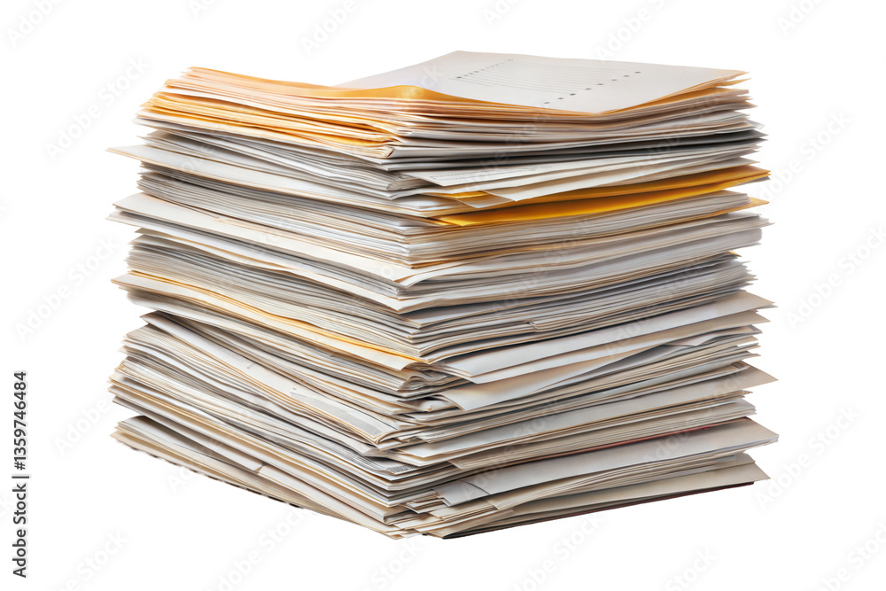 Stack of business documents isolated on transparent background. Png Stack of business documents isolated on transparent background. Png