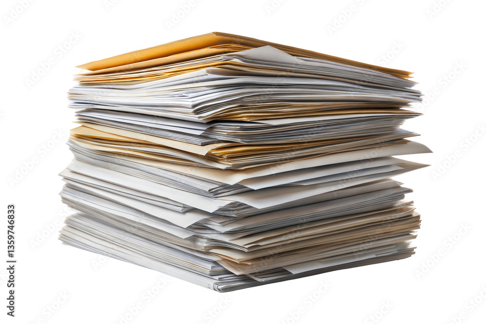 Stack of business documents isolated on transparent background. Png Stack of business documents isolated on transparent background. Png