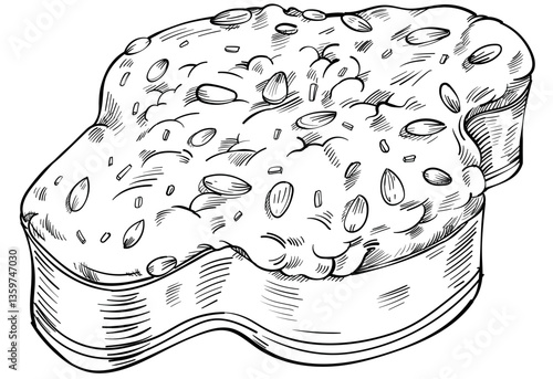 Colomba Pasquale Italian Easter bread. Hand drawn vector illustration. Typical Italian easter cake