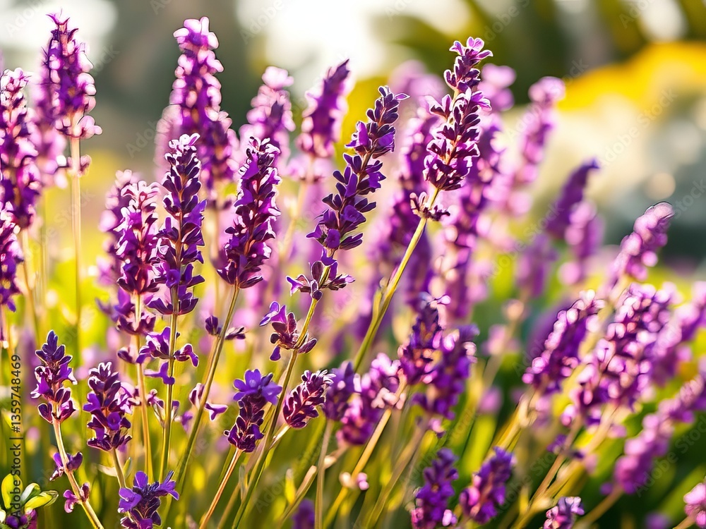 Obraz premium Aromatic Lavender Bush in Full Bloom - Vivid Purple Cutout PNG Stock Photo