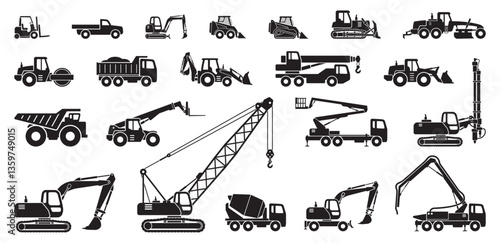 Wallpaper Mural simple large construction vehicle silhouette simplified side view vector set on transparent background Torontodigital.ca