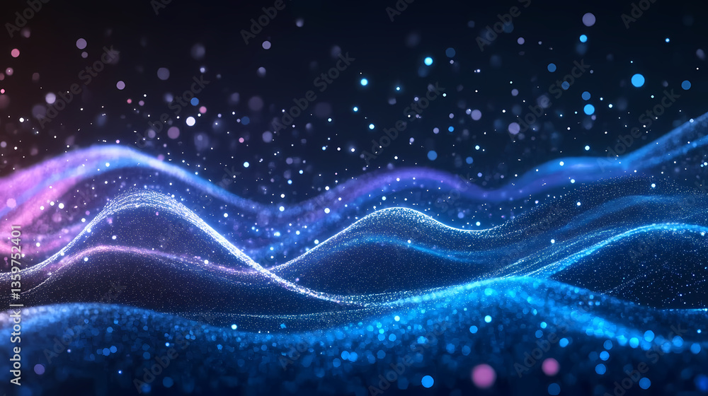 Fototapeta premium Abstract Blue and Purple Waves with Dots