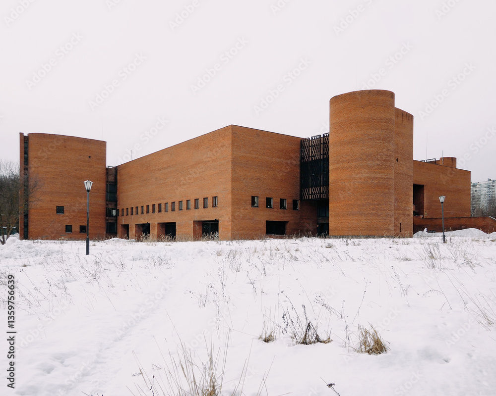 Fototapeta premium Orlov Paleontological Museum, view of the building on a winter day