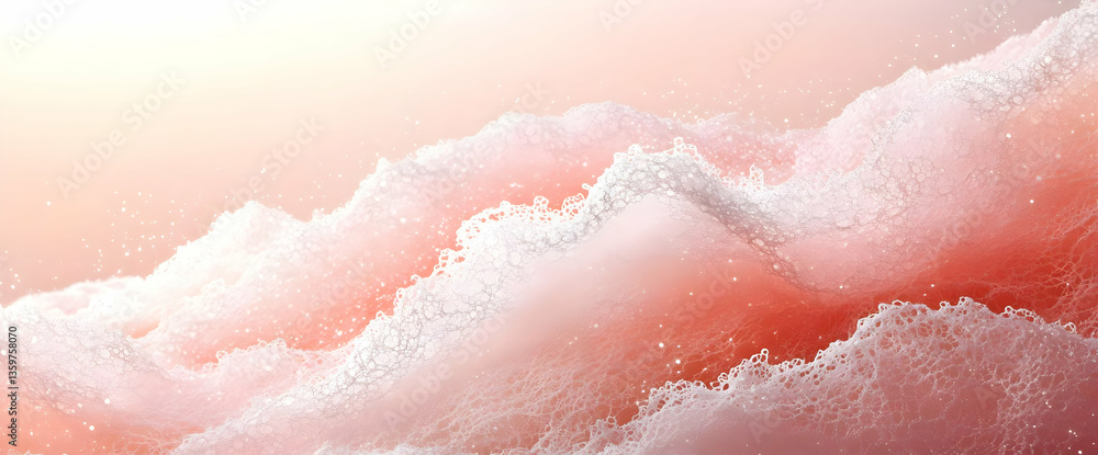 Fototapeta premium Abstract Digital Waves in Pink and Red with White Particles