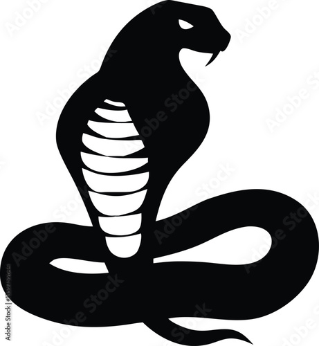 Black and white cobra silhouette, ideal for logos, branding, and wildlife-themed digital art.
