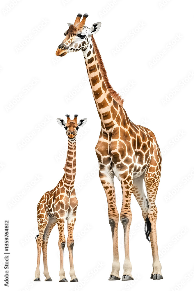 Naklejka premium Realistic Standing Giraffe isolated on white background