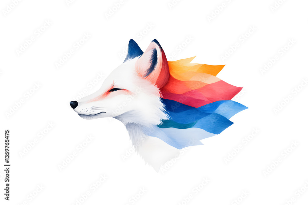 Fototapeta premium Abstract watercolor red fox face design isolated on white background