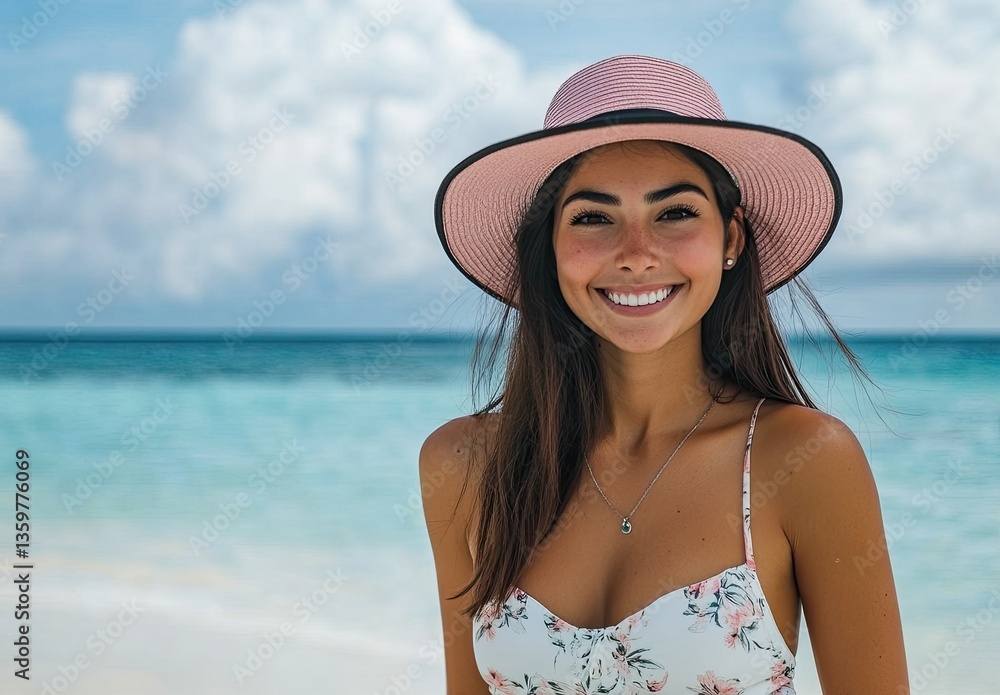 A beautiful young woman with straight hair, smiling and posing for the camera in front of an out-of-focus background featuring modern architecture. A beautiful young woman with straight hair, smiling and posing for the camera in front of an out-of-focus background featuring modern architecture.