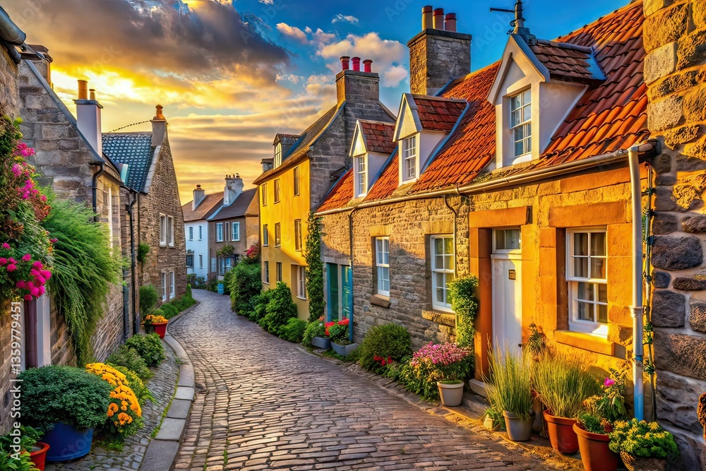Obraz premium Crail, Fife Coastal Charm: Vintage Homes