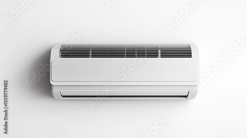 Obraz na płótnie Front view of a modern split air conditioner inside unit on a white wall, air conditioning comfort equipment in summer w salonie