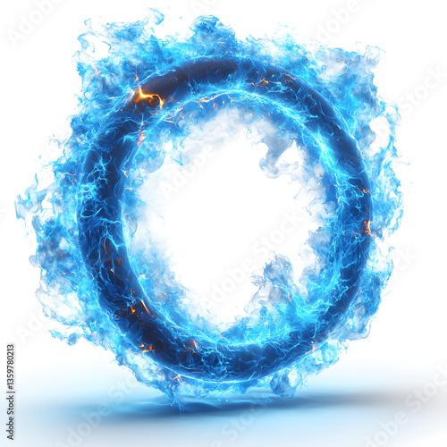 Blue Energy Circle Flows Isolated, isolated on white background