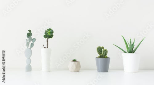 Wallpaper Mural Stylish arrangement of potted plants on a minimalistic shelf. Torontodigital.ca