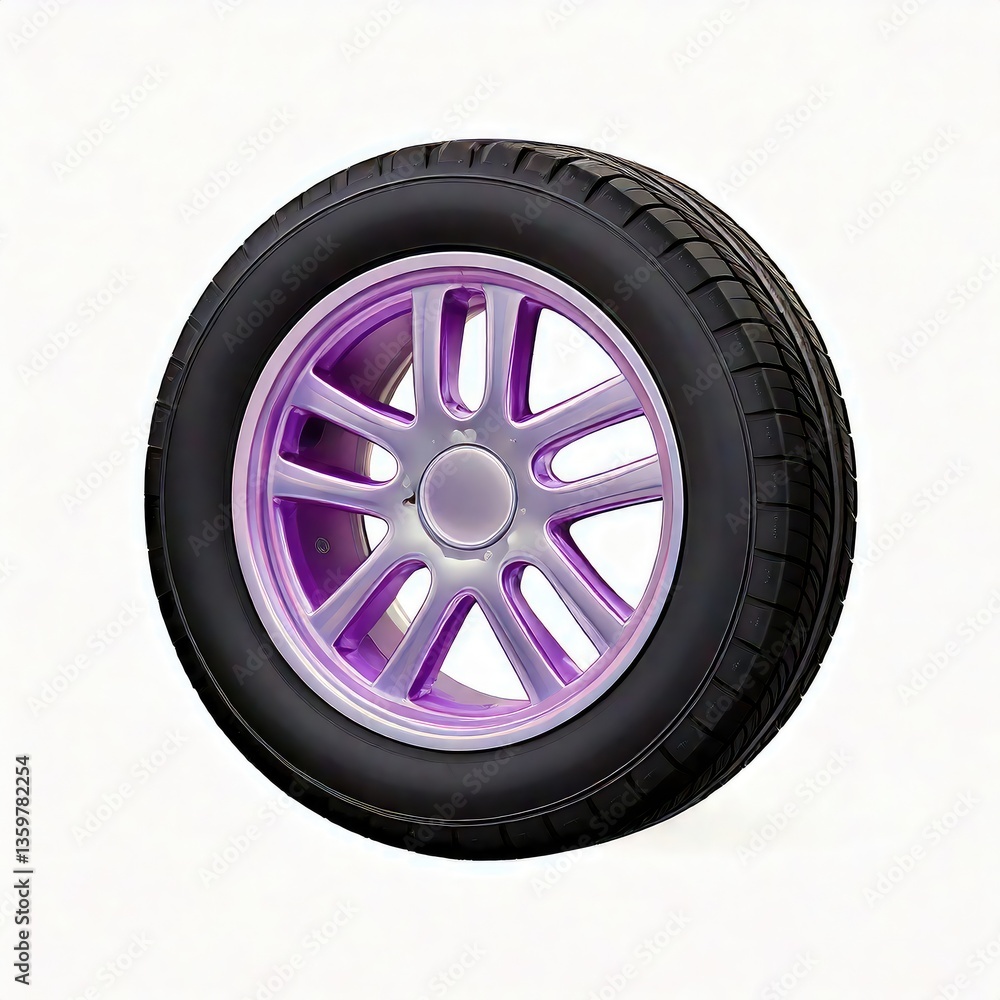 Obraz premium Sleek Lavender Alloy Wheel: A Striking Car Tire Design
