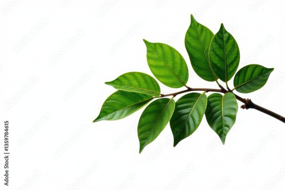 Fototapeta premium Single isolated tree branch on white background, calmness, tree branch, isolated objects