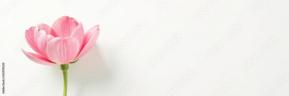 Fototapeta premium Single large flower against simple white backdrop, white, solo, botanical