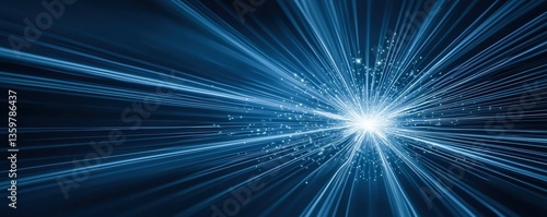 Dynamic Light Rays Emanating from a Central Point Abstract Digital Artwork Dark Background High-Energy Environment Vivid Viewpoint