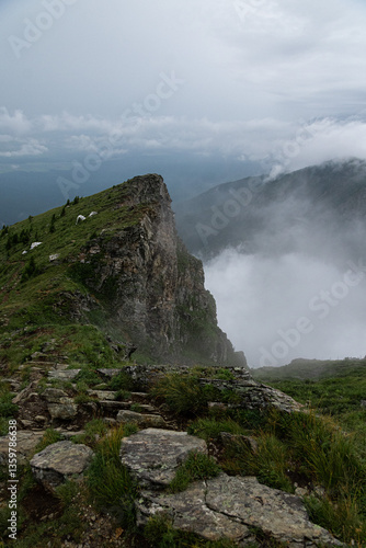 mountain landscape with clouds