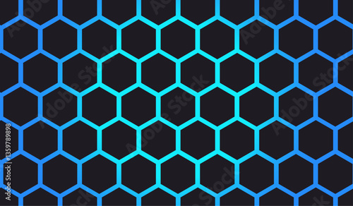 Black hexagon with sky blue light background