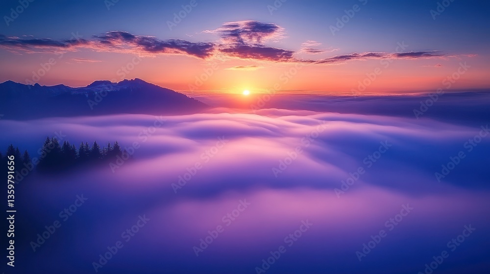 Sunrise Over Mountains and Clouds Sunrise Over Mountains and Clouds