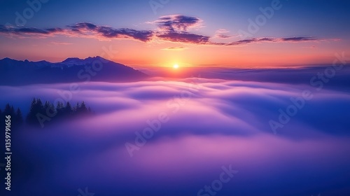 Wallpaper Mural Sunrise Over Mountains and Clouds Torontodigital.ca