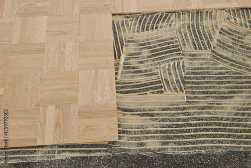 Obraz na płótnie Laying oak vintage pattern parquet w salonie