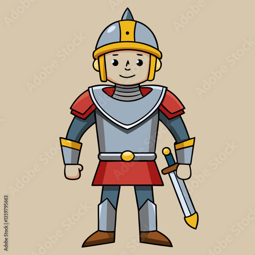 Animated Knight: A charming illustration of a medieval knight, complete with helmet, armor, and a shining sword, evokes a sense of valor and chivalry.